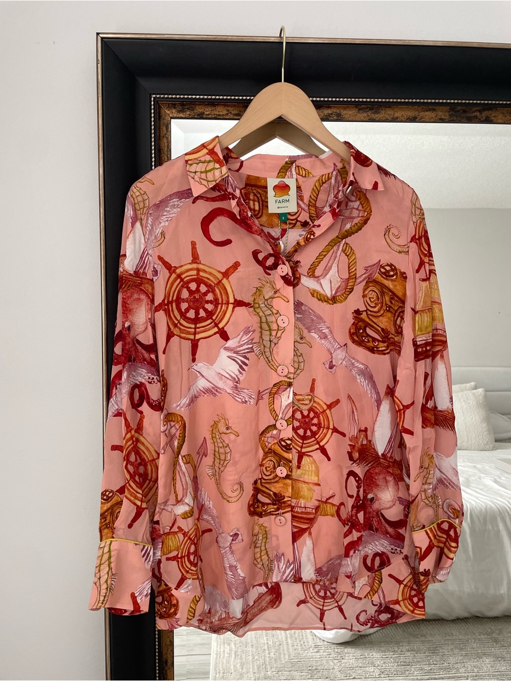 FARM RIO Nautical Wonder Printed Buttondown Long Sleeve Shirt - Picture 4 of 8